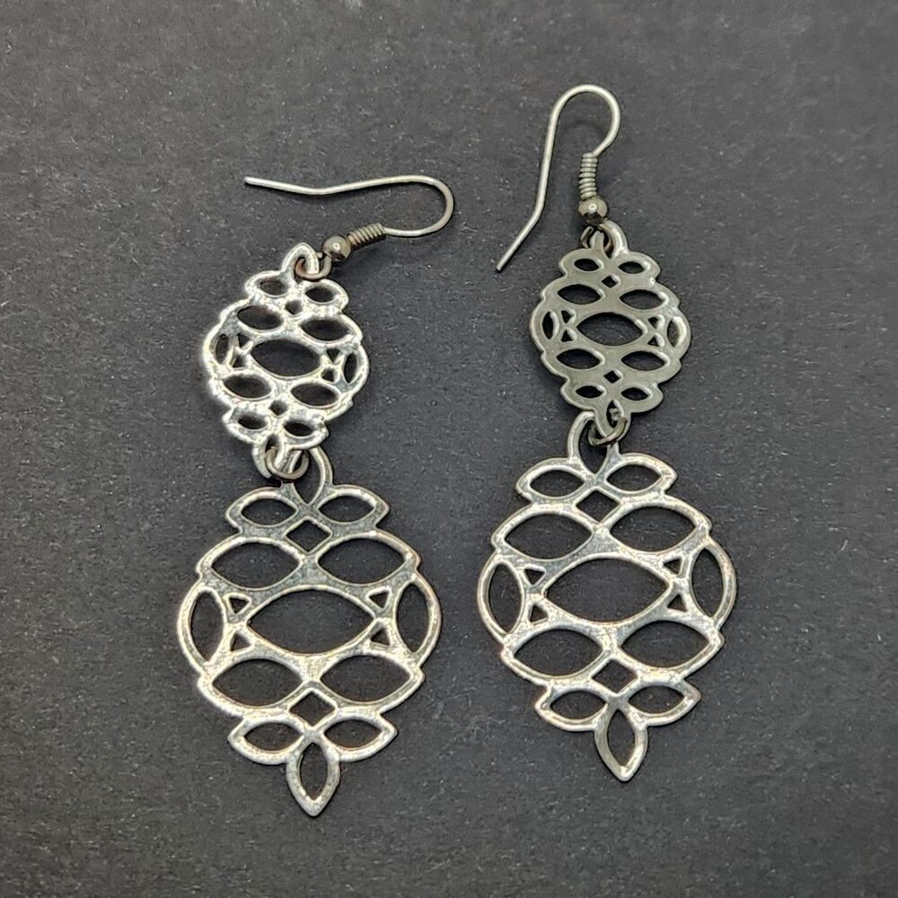 Vintage Silver Filigree Dangle Earrings